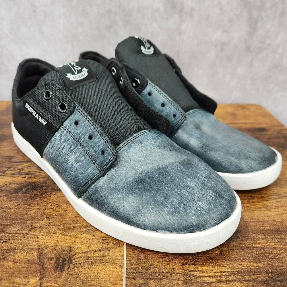 Supra Stacks Sneakers Mens 13 Gray Black Terry Kennedy Canvas Skate Sk8 Shoes‎